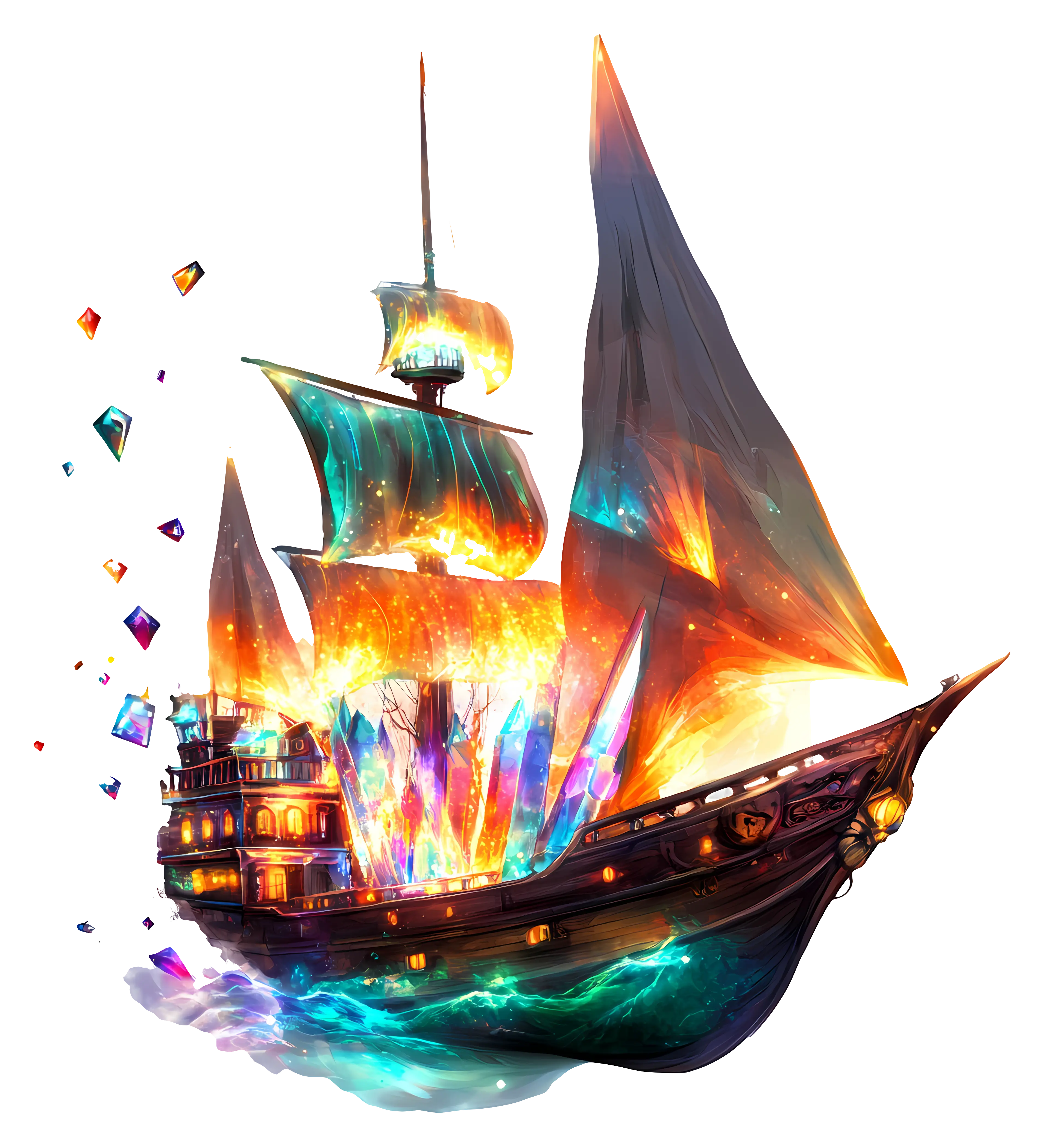 Colorful Fantasy Ship Illustration