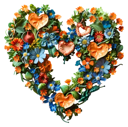 Floral Heart with Colorful Flowers