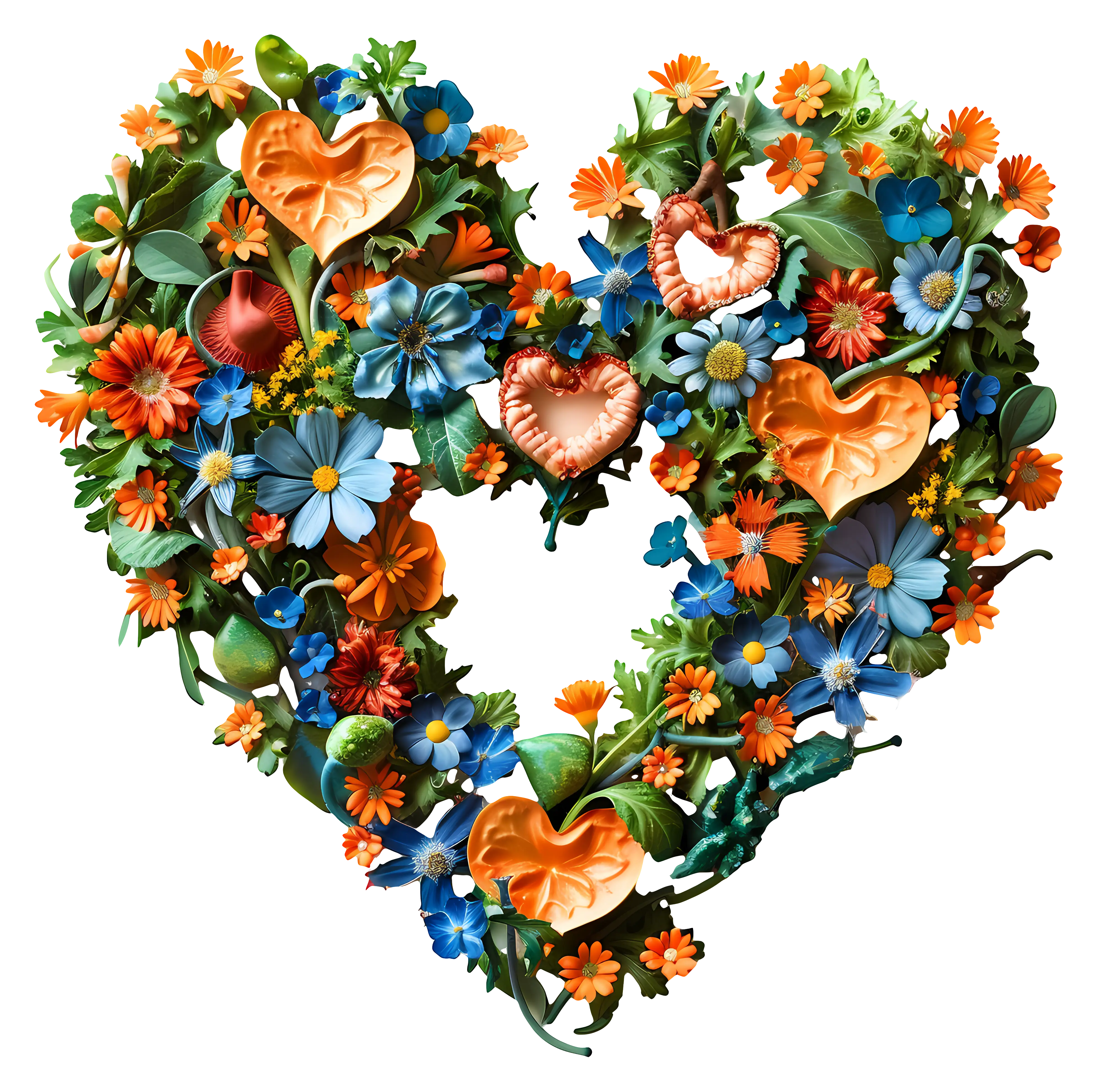 Floral Heart with Colorful Flowers