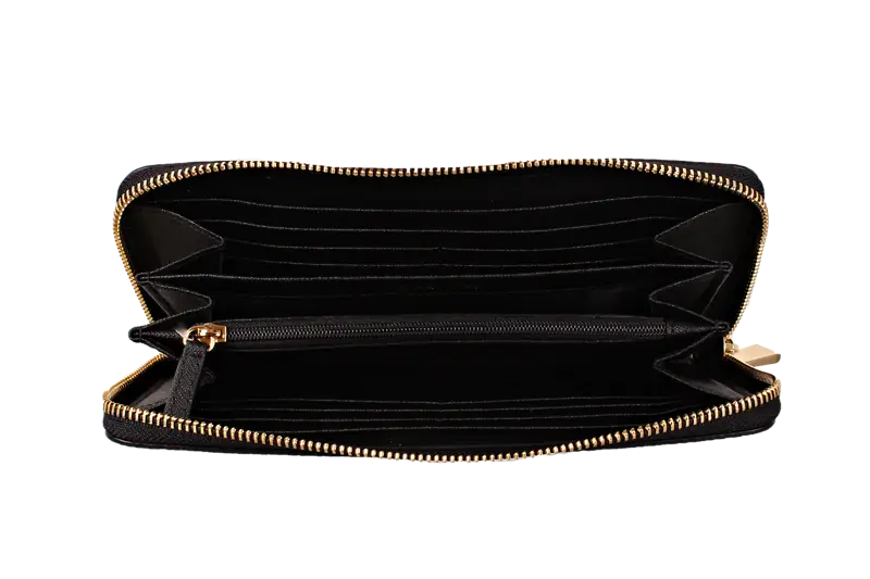 Black Wallet with Zipper and Card Slots
