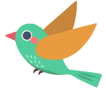 Cute Green Bird Illustration with Bright Wings