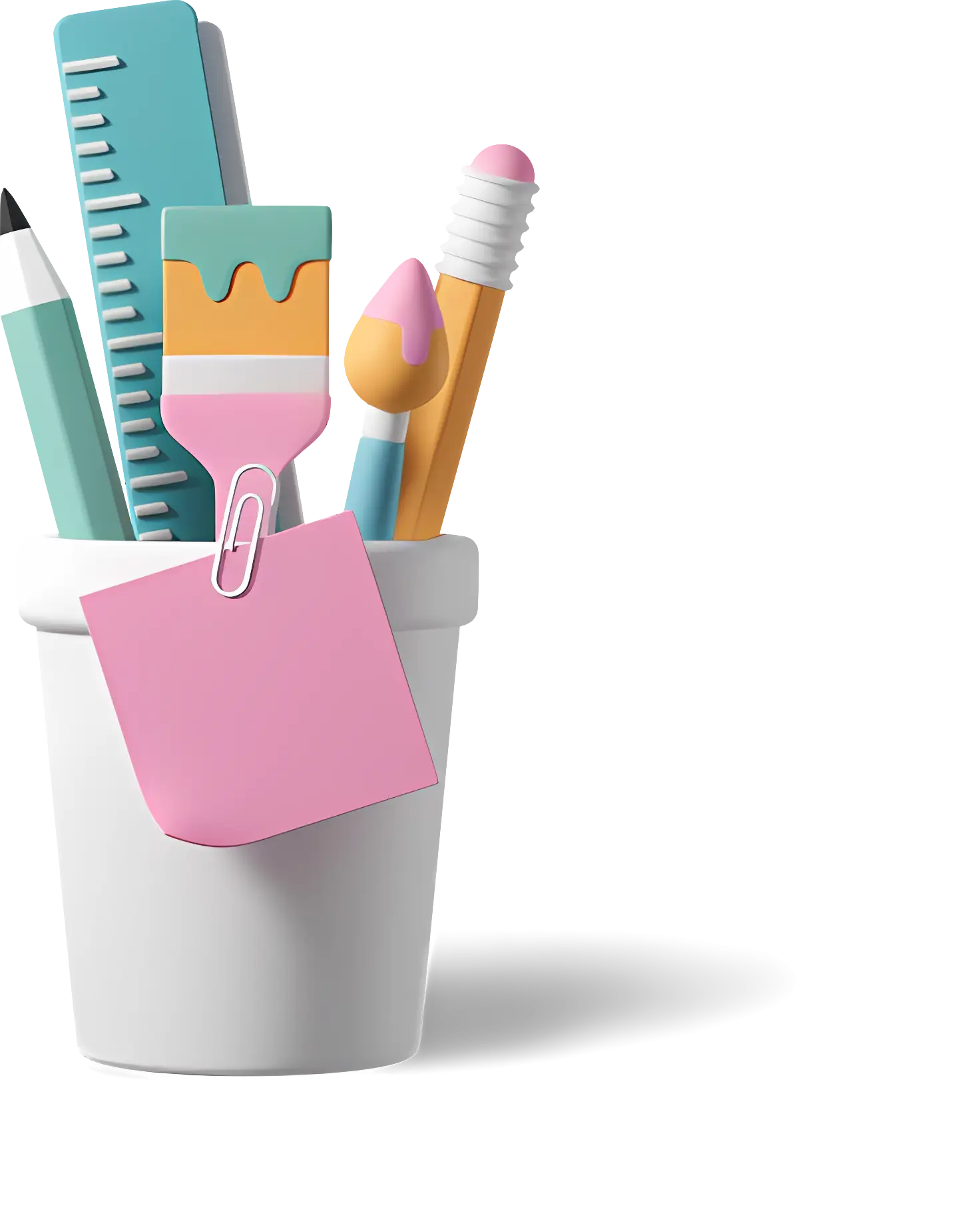 Stationery Cup with Ruler and Brush