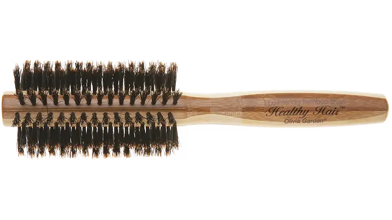 Wooden Round Hairbrush with Bristles