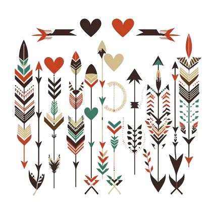 Tribal Arrows and Hearts Pattern