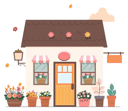 Small Cute Doodle House with Flowers