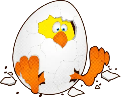 Yellow Chick Popping Out of Cracked Egg Cartoon