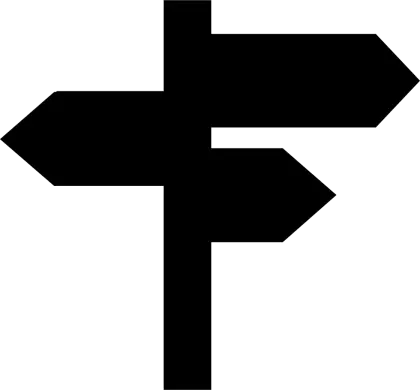 Directional Sign Icon with Black Arrows