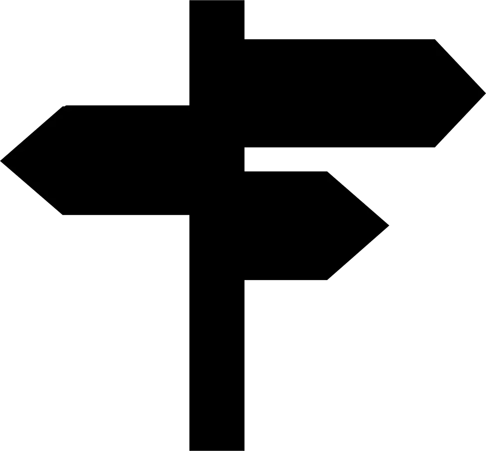 Directional Sign Icon with Black Arrows