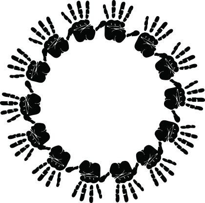 Circle of Handprint and Fist Shapes