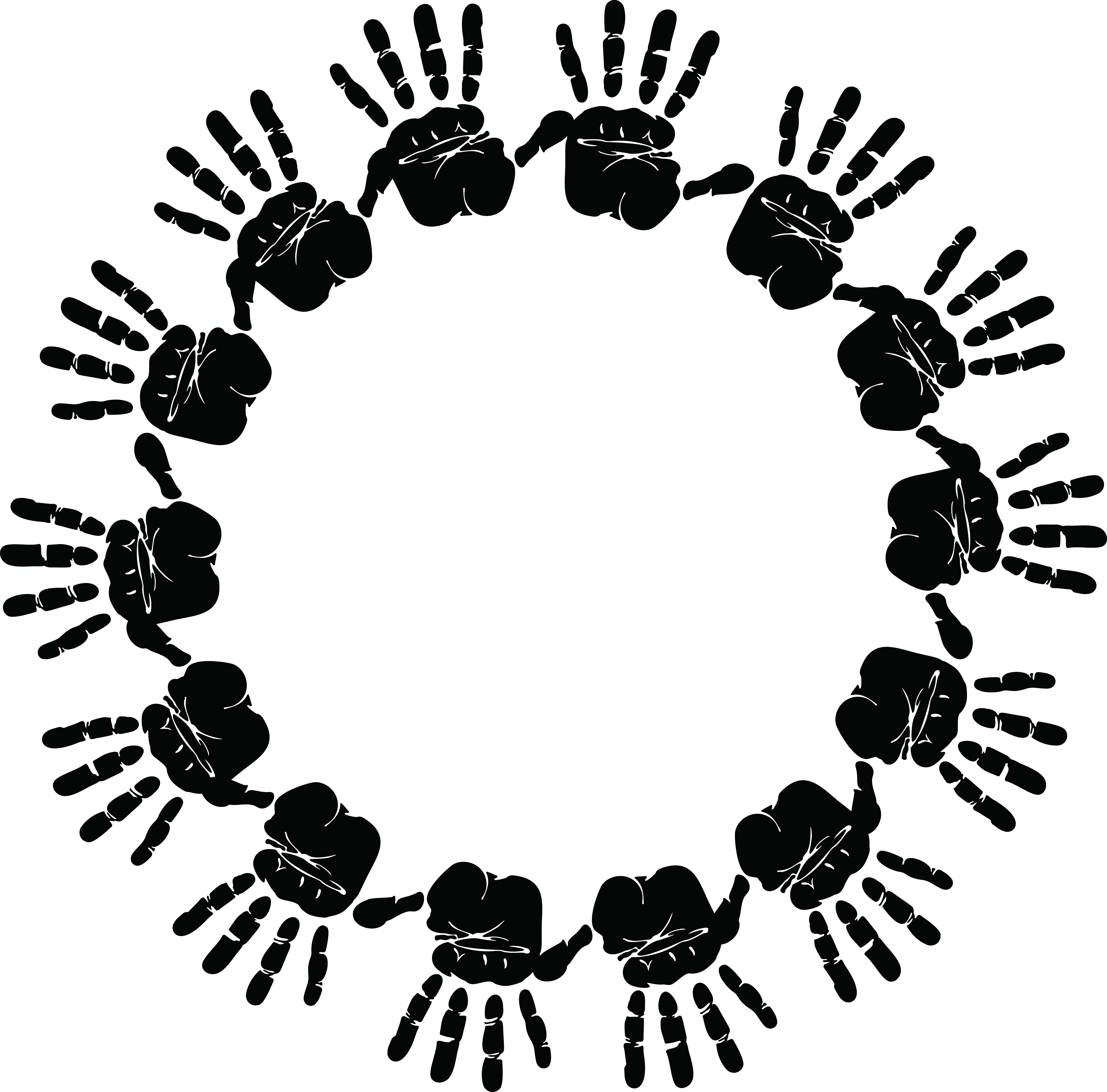 Circle of Handprint and Fist Shapes