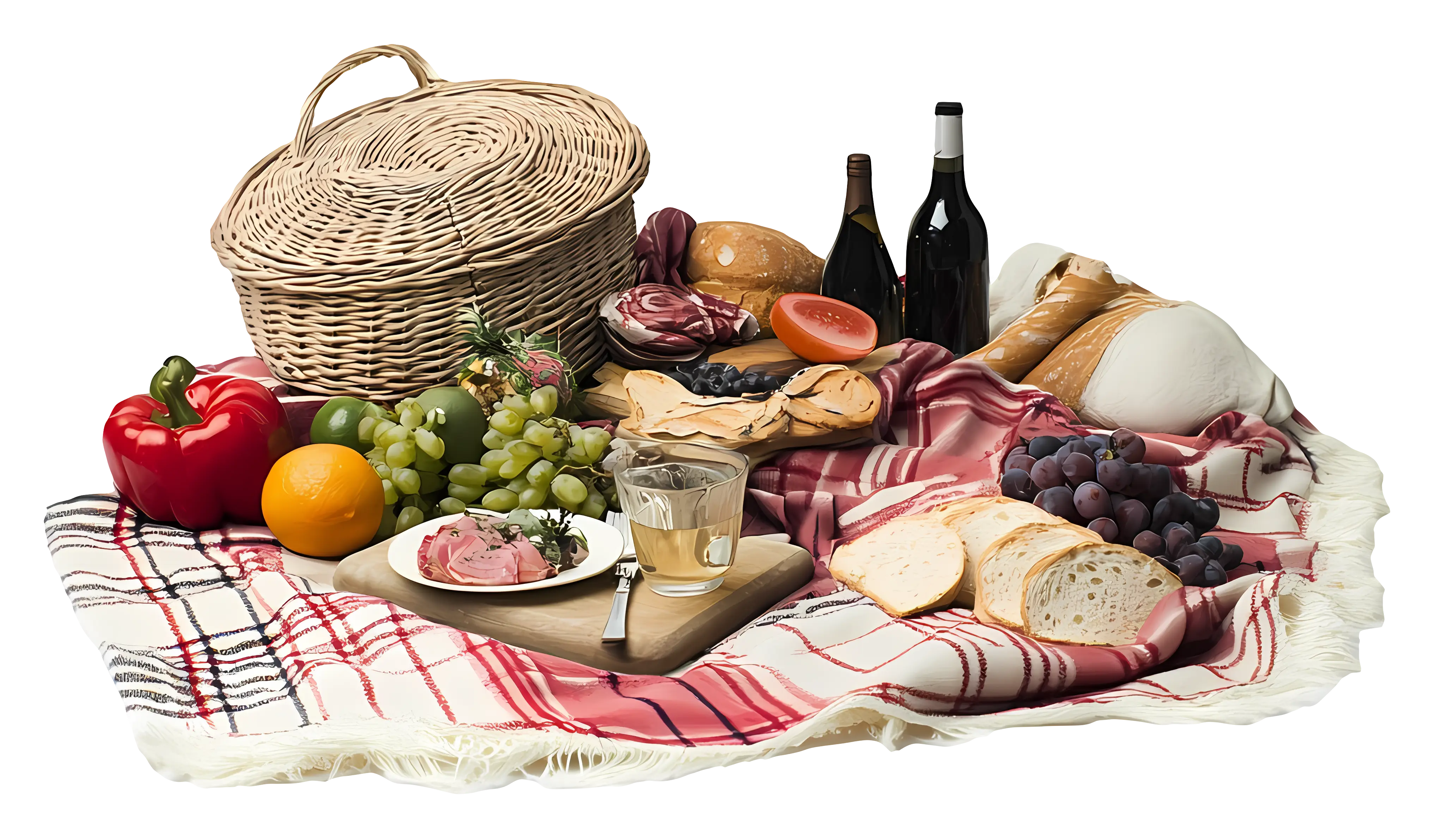 Picnic Setup with Food and Wine