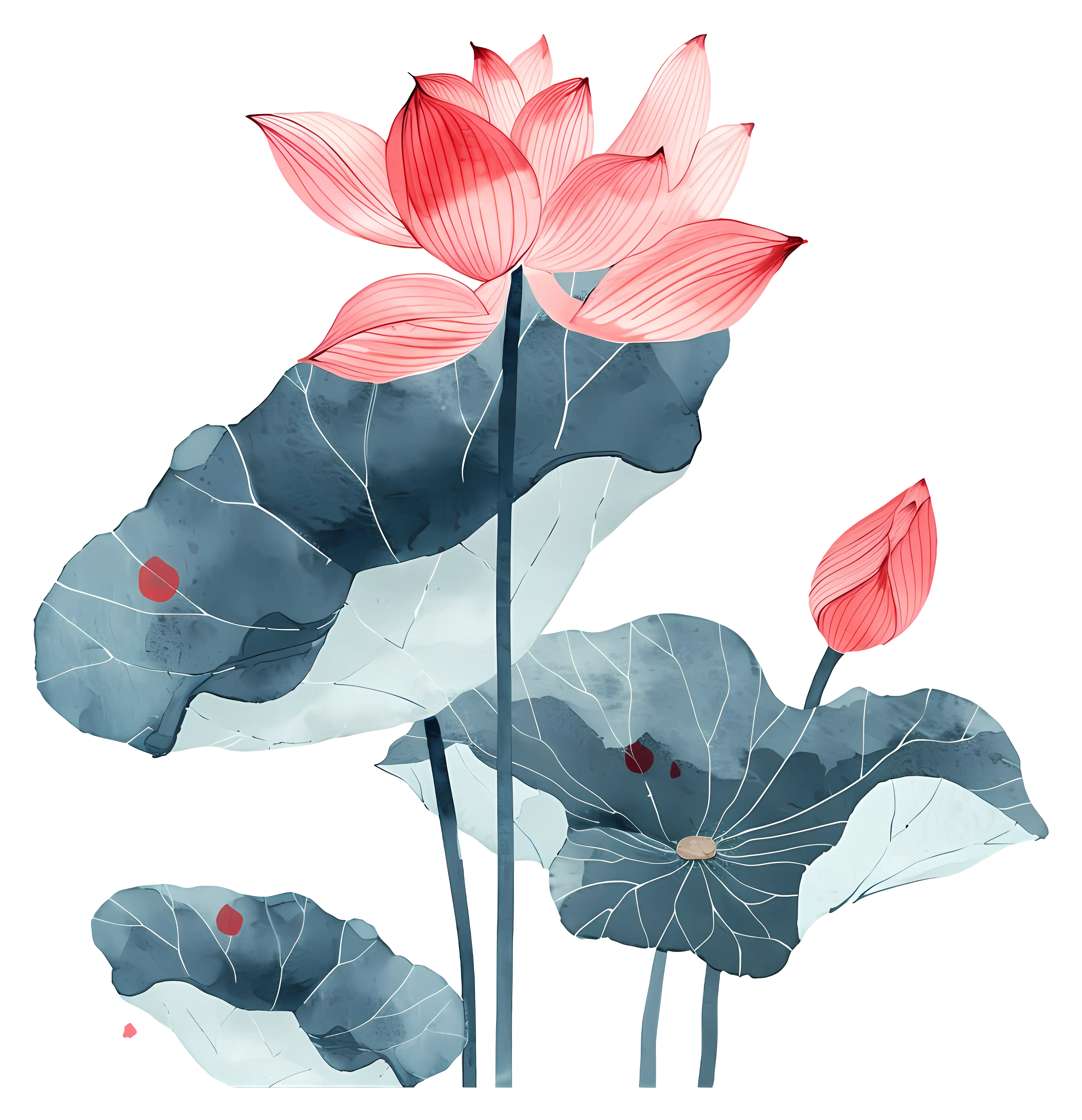Pink Lotus Flowers Illustration