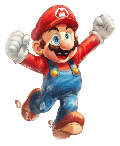 Mario Character Illustration in Dynamic Pose