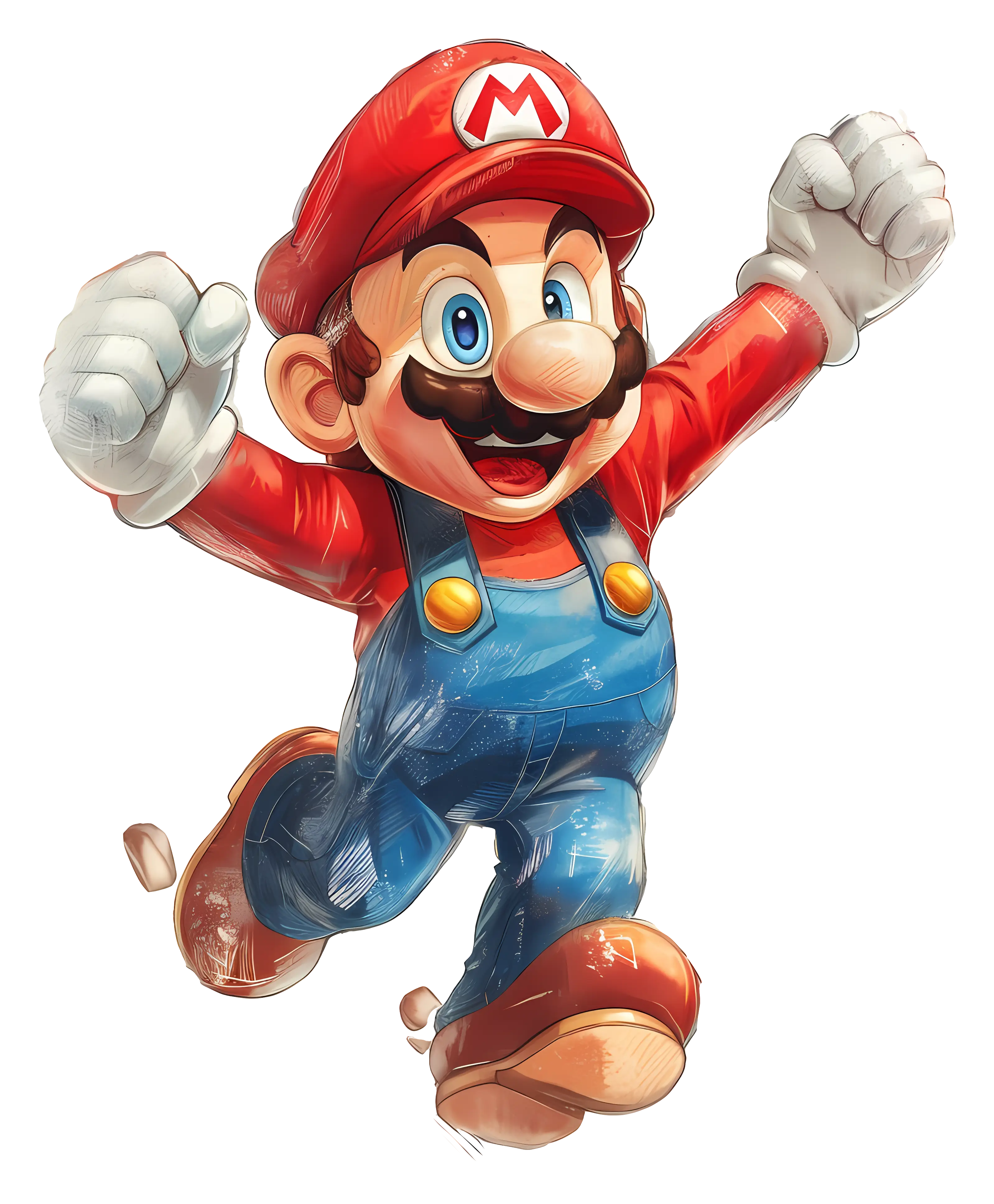 Mario Character Illustration in Dynamic Pose