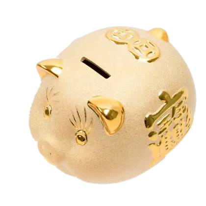 Gold Piggy Bank for Savings