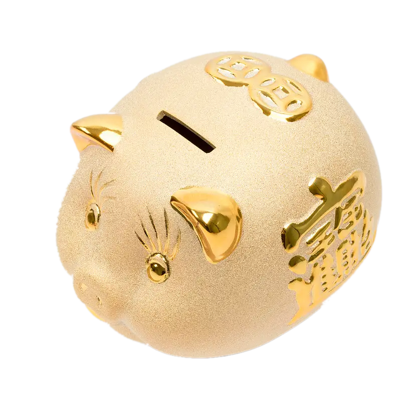 Gold Piggy Bank for Savings