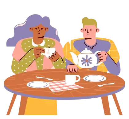 People Having Tea at a Table