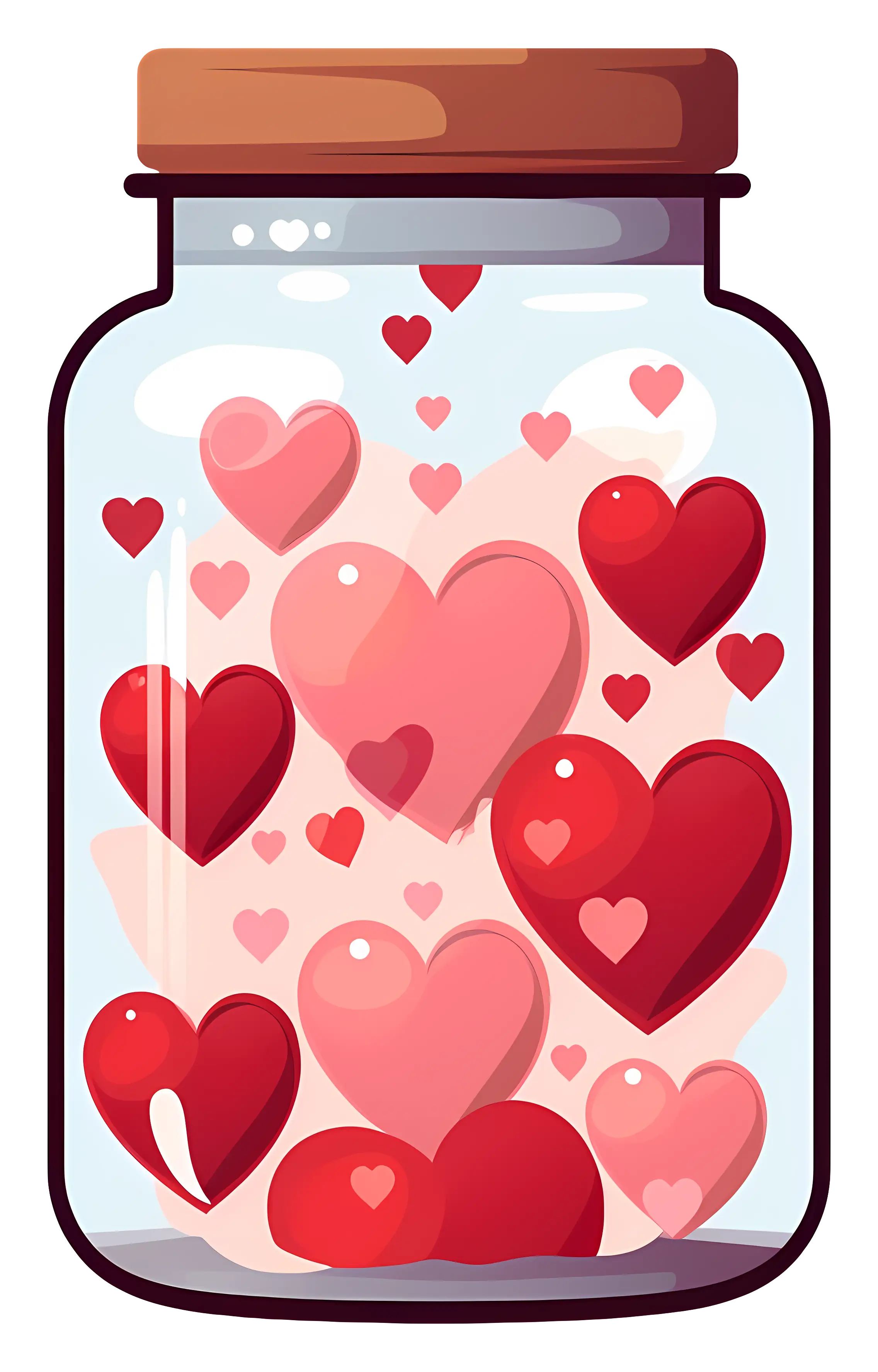 Jar Filled with Hearts and Love Symbols