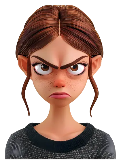 Angry Girl with Expressive Face Illustration