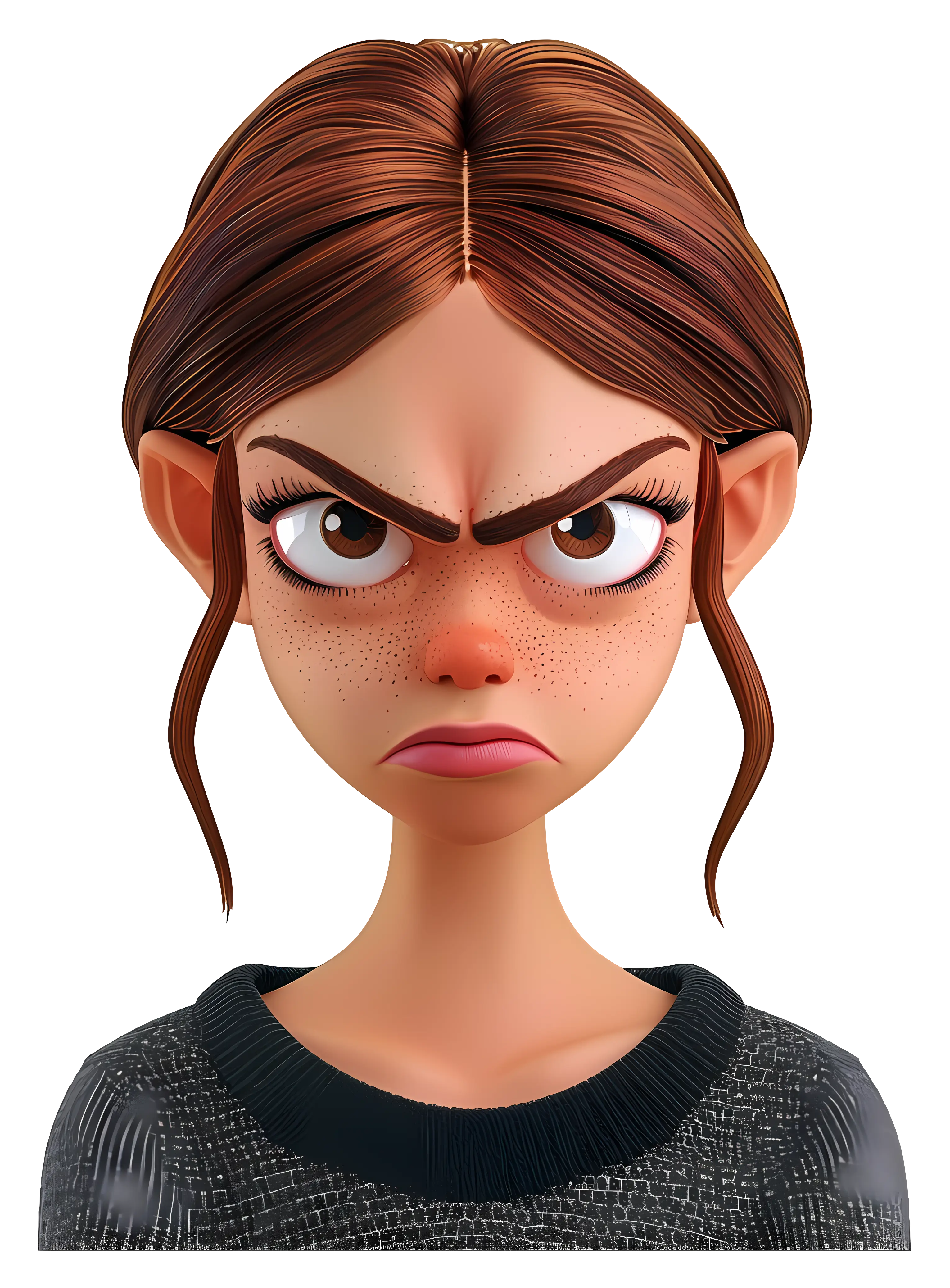 Angry Girl with Expressive Face Illustration