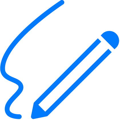 Blue Pencil with Swirl Icon