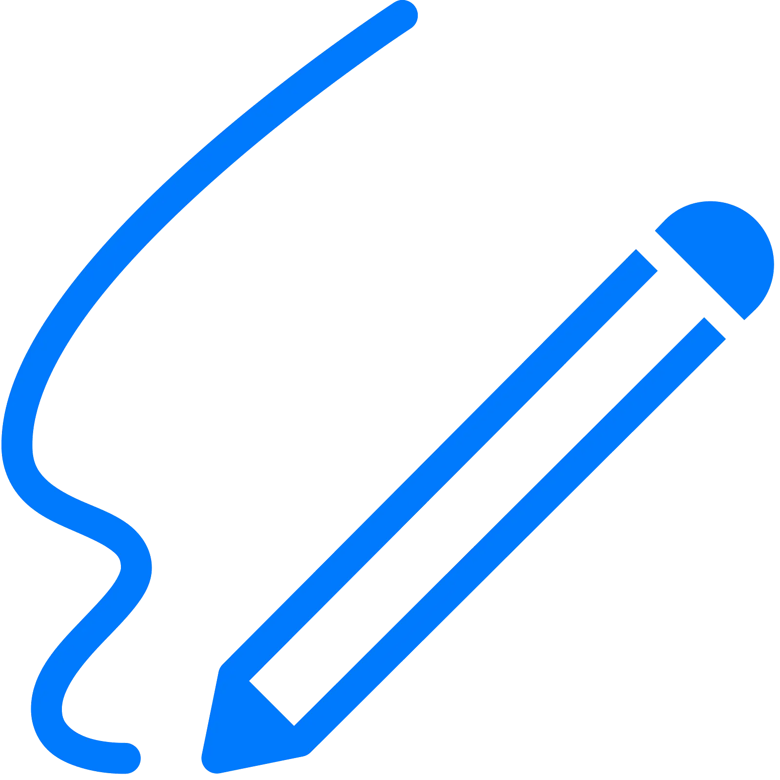 Blue Pencil with Swirl Icon