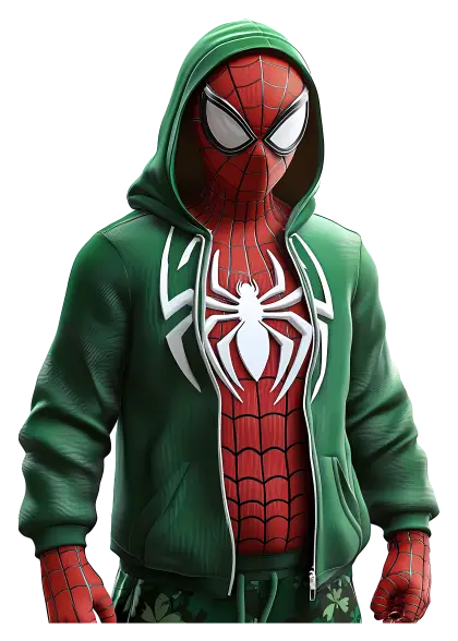 Spider-Man in Green Hoodie