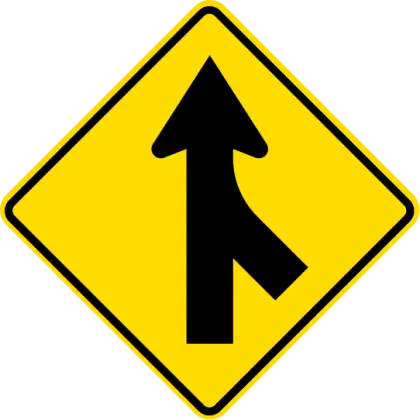 Merge Traffic Warning Sign