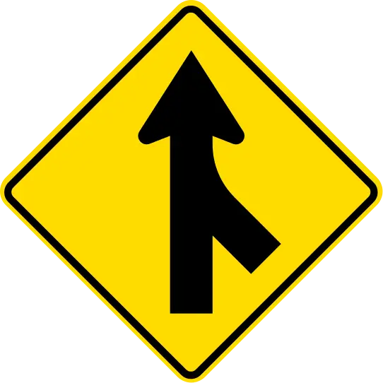 Merge Traffic Warning Sign