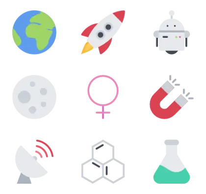 Colorful Space Icons for Education