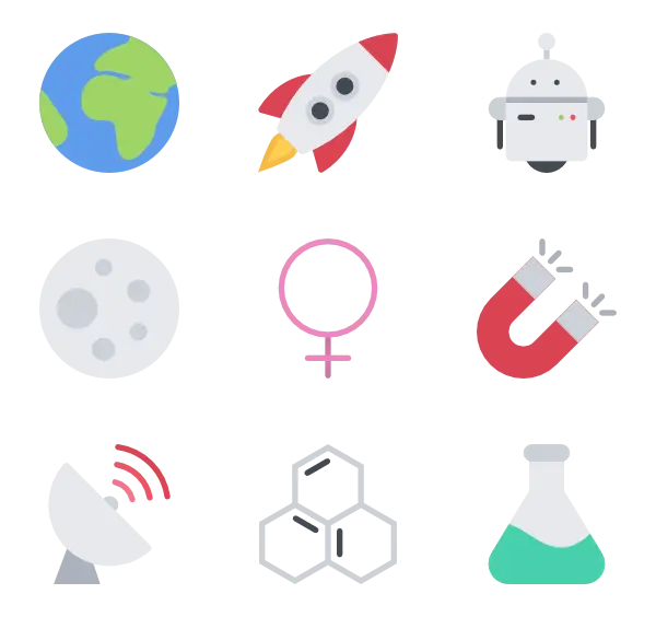 Colorful Space Icons for Education