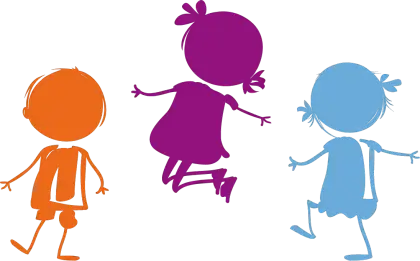 Colorful Children Silhouettes Playing