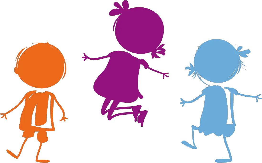 Colorful Children Silhouettes Playing