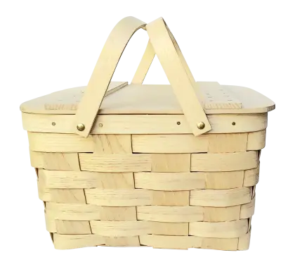 Natural Wooden Woven Picnic Basket