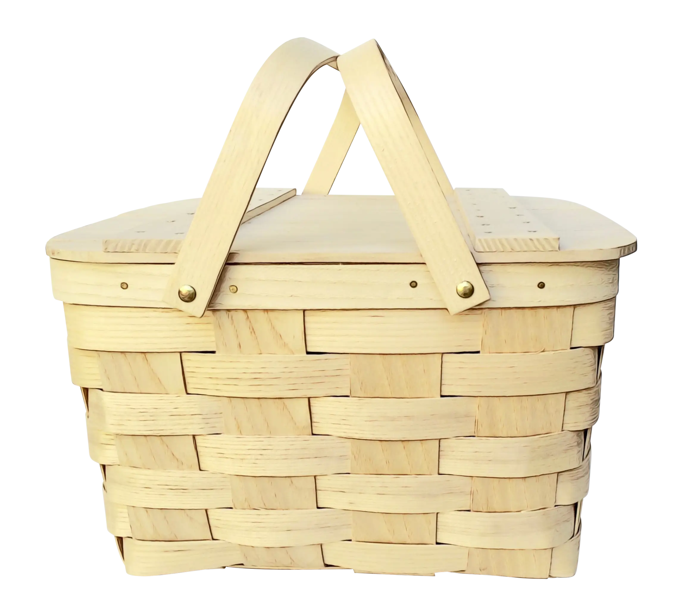 Natural Wooden Woven Picnic Basket