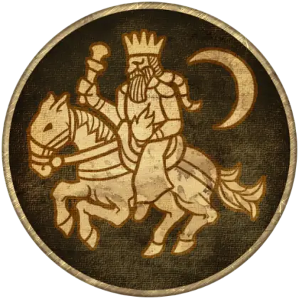 Medieval Knight on Horse with Crescent Moon