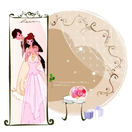 Romantic Wedding Couple Illustration
