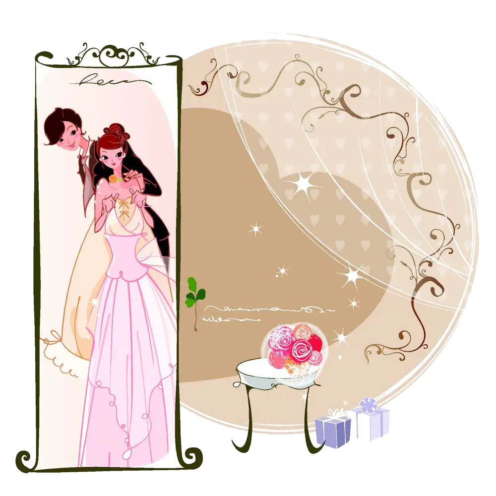 Romantic Wedding Couple Illustration