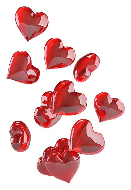 Shiny Red Glossy Hearts Decoration