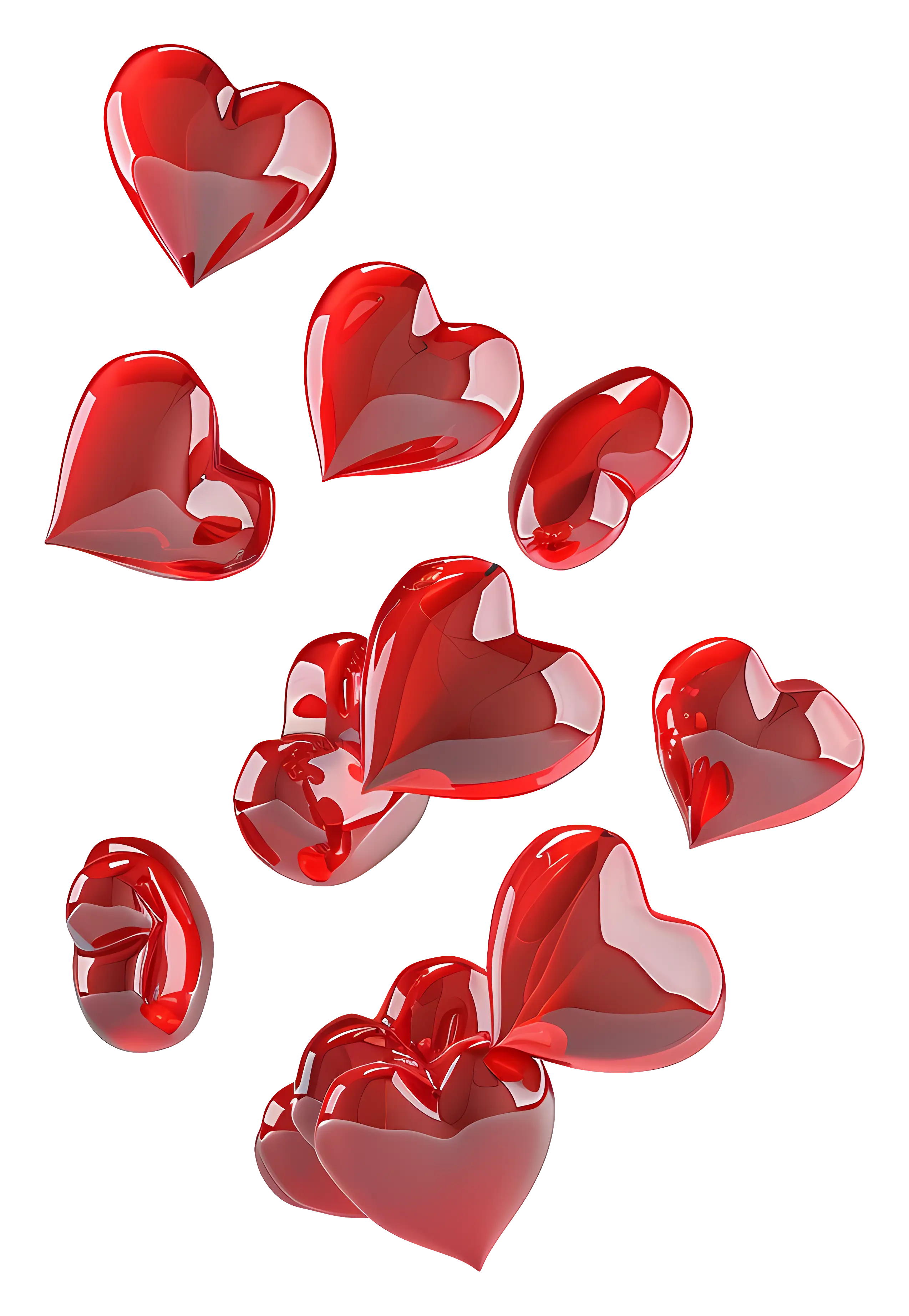 Shiny Red Glossy Hearts Decoration