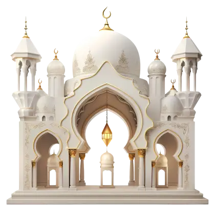 Ornate white mosque architectural design