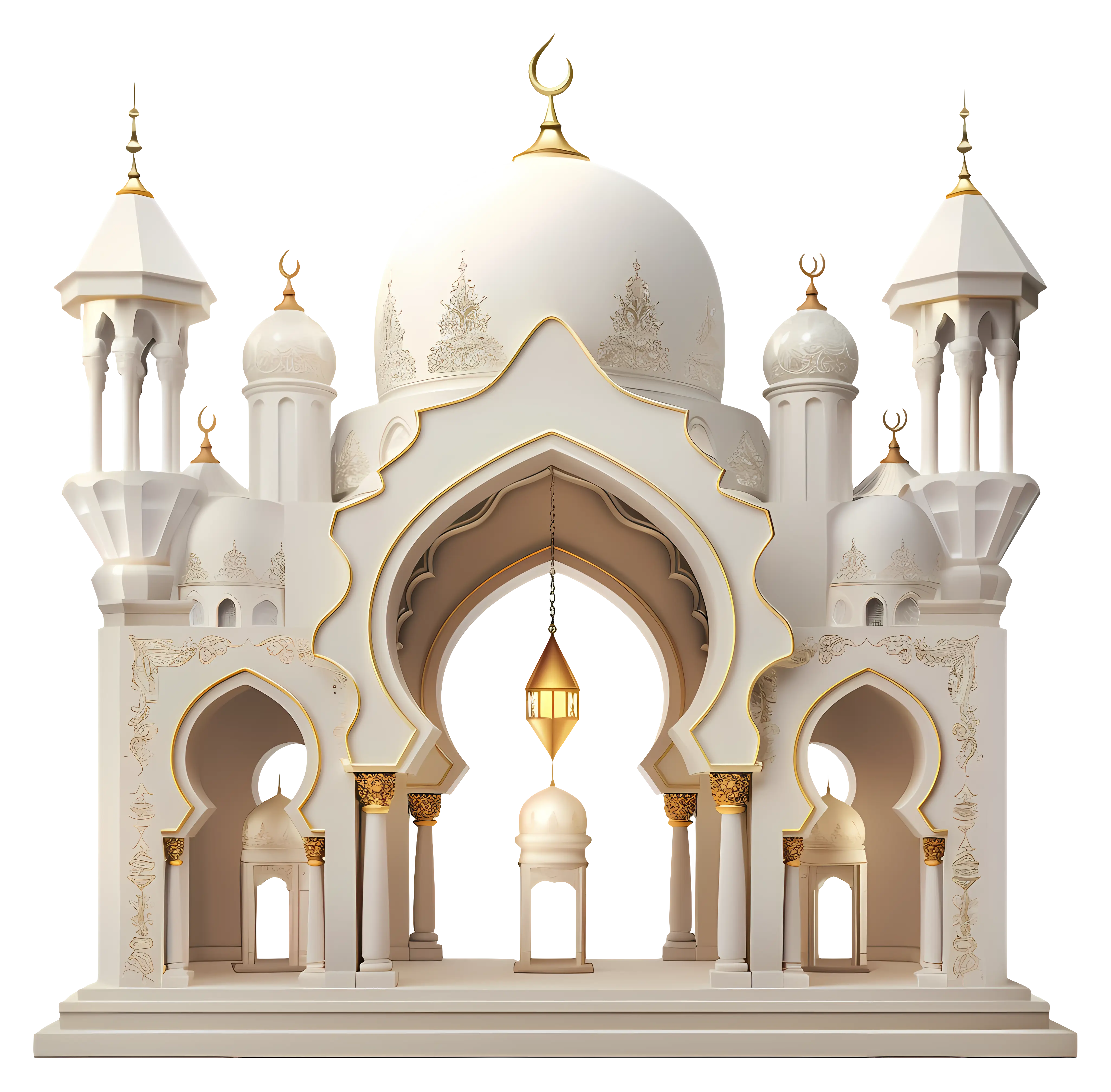Ornate white mosque architectural design