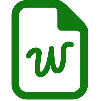 Green Document Icon with W Symbol