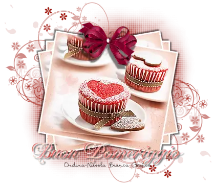 Decorative Cupcakes with Heart and Ribbon