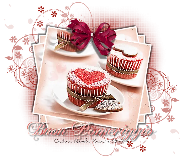 Decorative Cupcakes with Heart and Ribbon