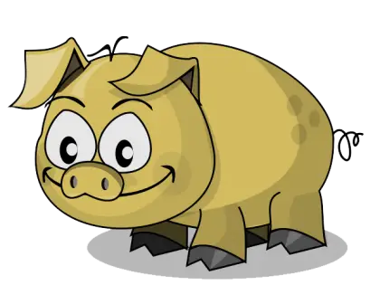 Cartoon Smiling Yellow Pig Illustration