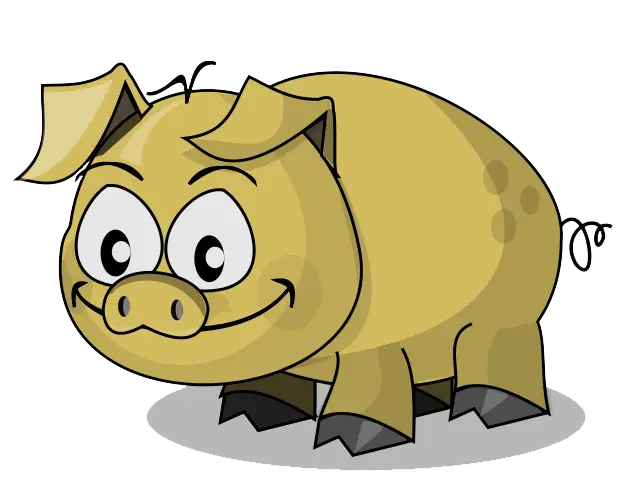 Cartoon Smiling Yellow Pig Illustration