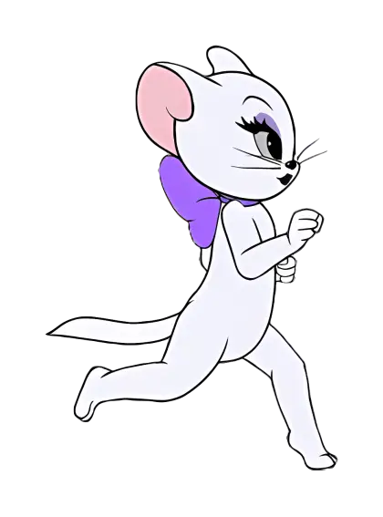 Running White Mouse Cartoon Character