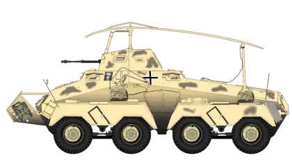 Camouflaged Military Armoured Vehicle in Desert Design