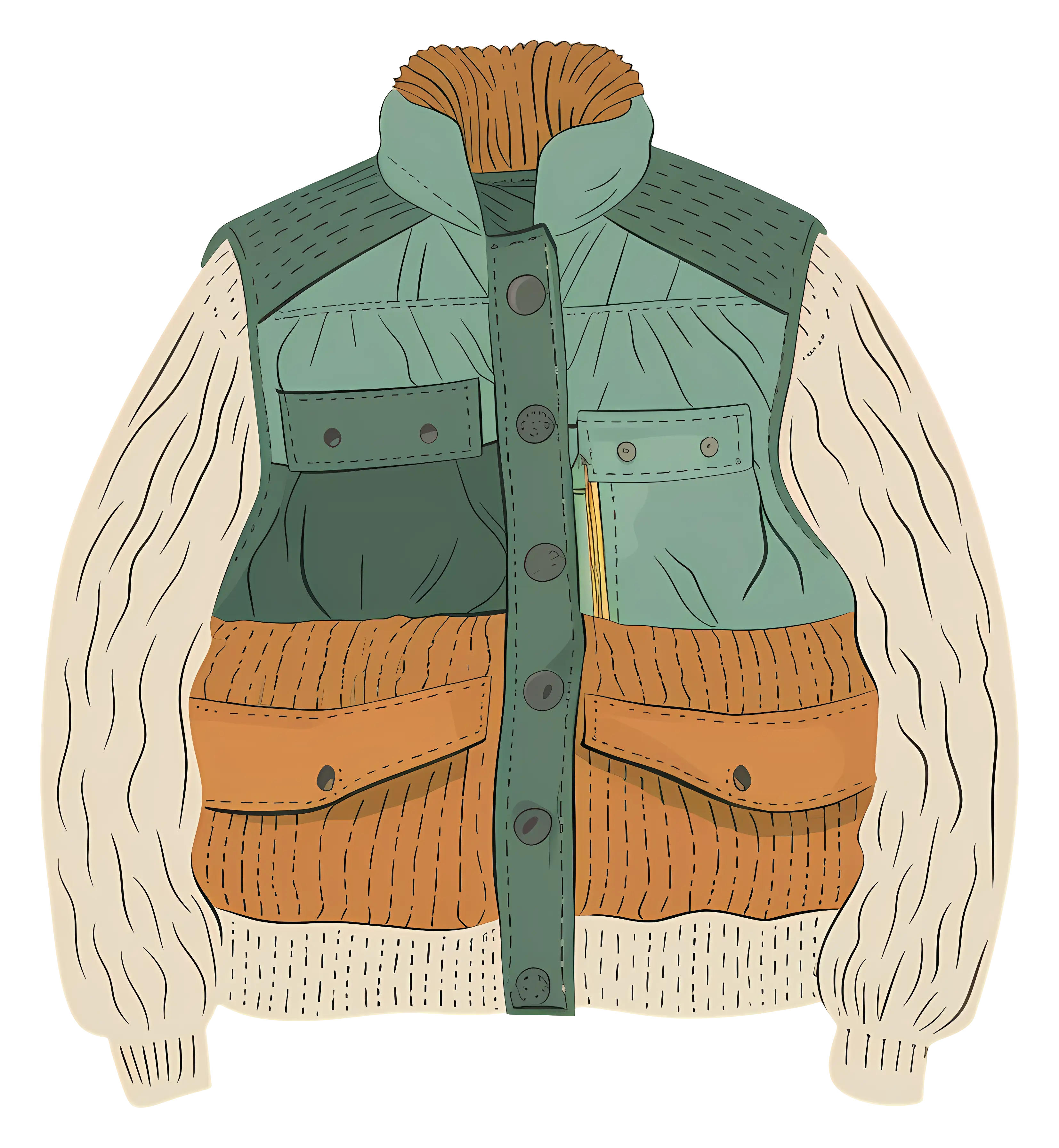 Colorful Jacket with Multiple Pockets